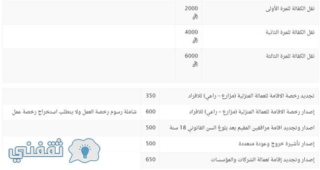 رسوم الجوازات السعودية