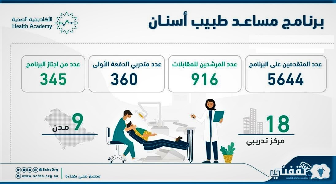 رابط برنامج مساعد طبيب أسنان للتسجيل والقبول وزارة الصحة السعودية1442 ثقفني