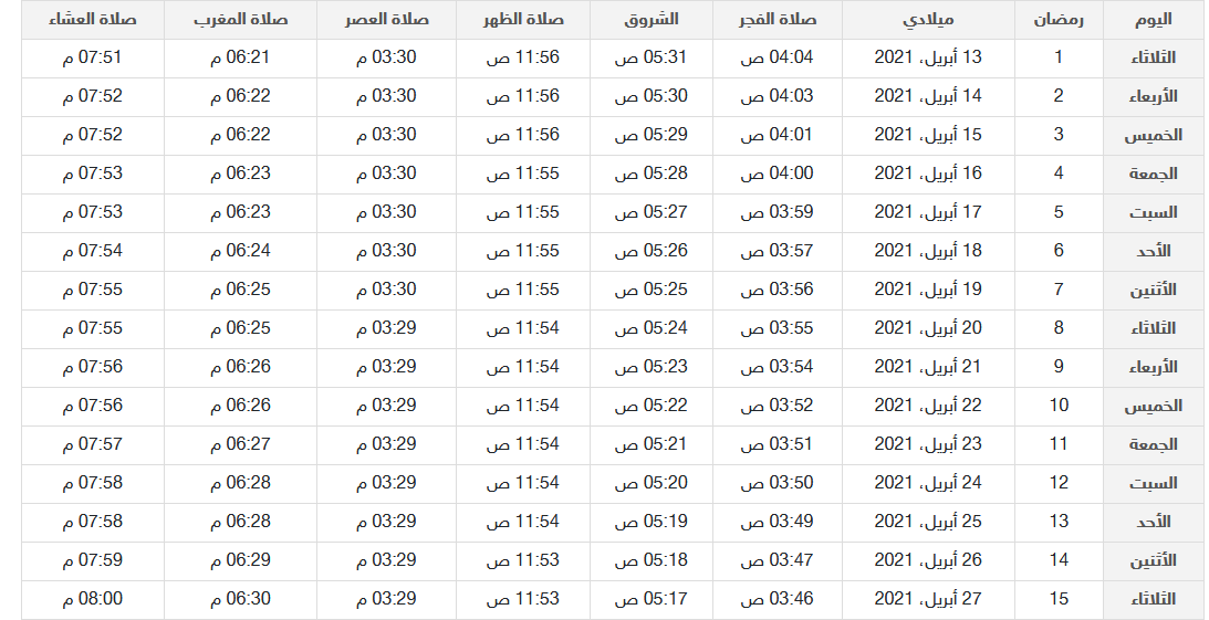 امساكية رمضان 2021 بمحافظات الكويت توقيت آذان الفجر المغرب مواقيت الصلاة ثقفني