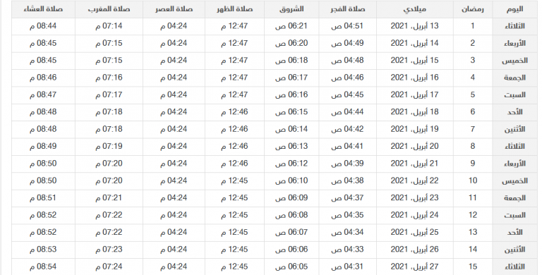 امساكية رمضان 2021 في ليبيا بنغازي موعد آذان الفجر ضمن ...