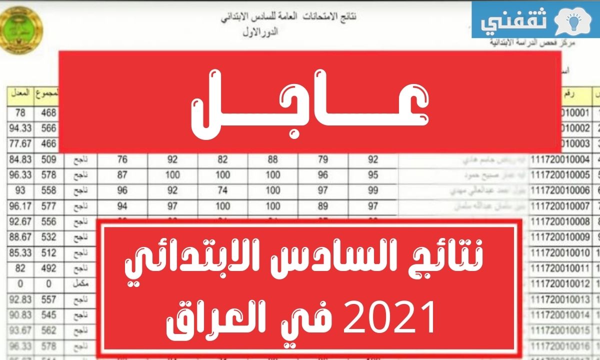 نتائج السادس الابتدائي 2021 الدور الأول عبر موقع نتائجنا وزارة التربية العراقية