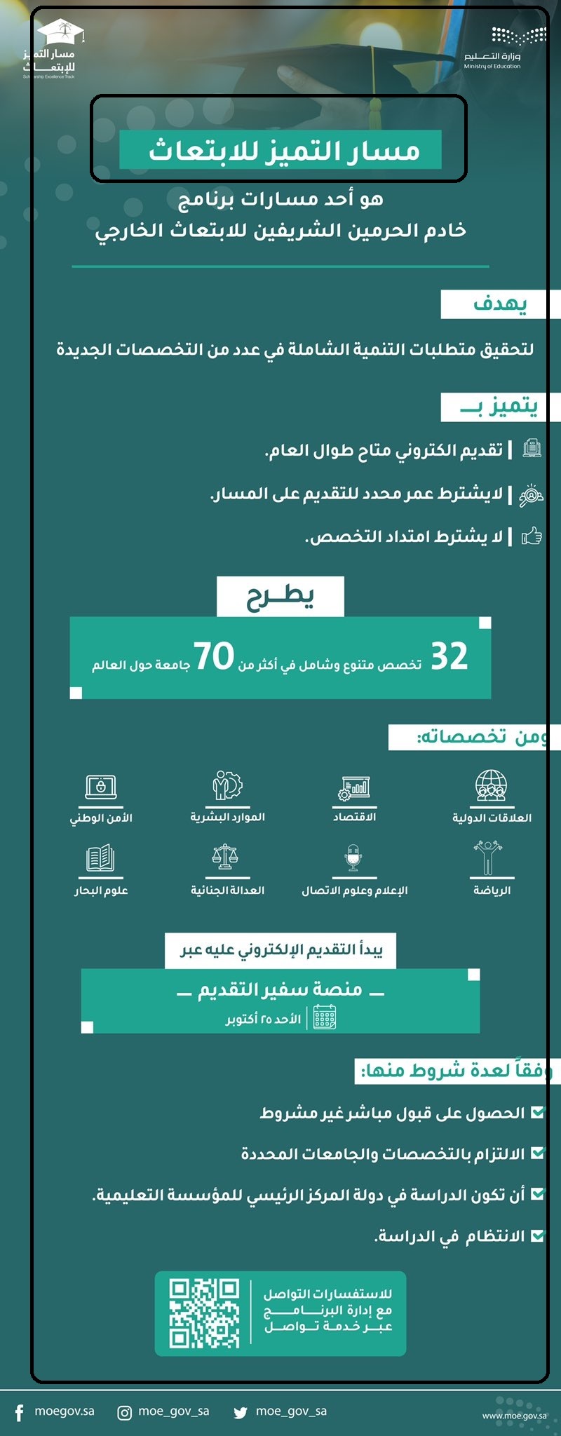 التقديم في منحة مسار التميز للابتعاث