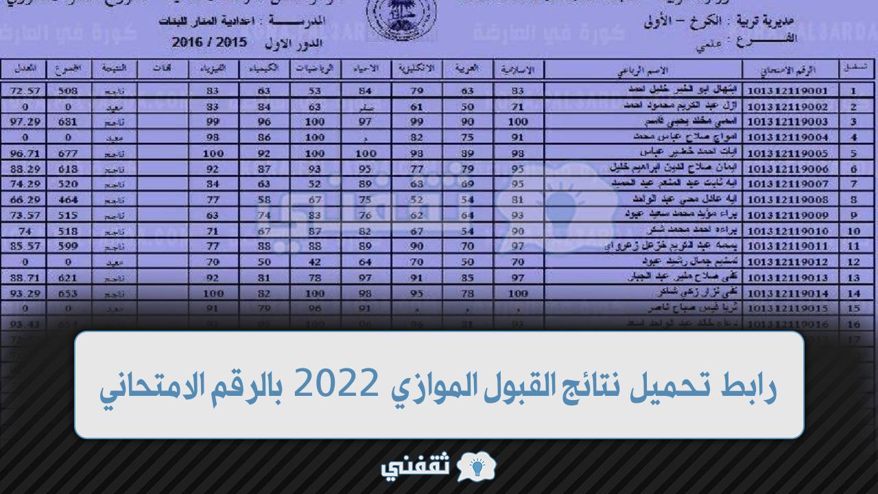 رابط تحميل نتائج القبول الموازي 2022 بالرقم الامتحاني pdf لجميع الطلاب بالجامعات العراقية من وزارة التربية والتعليم العراقية