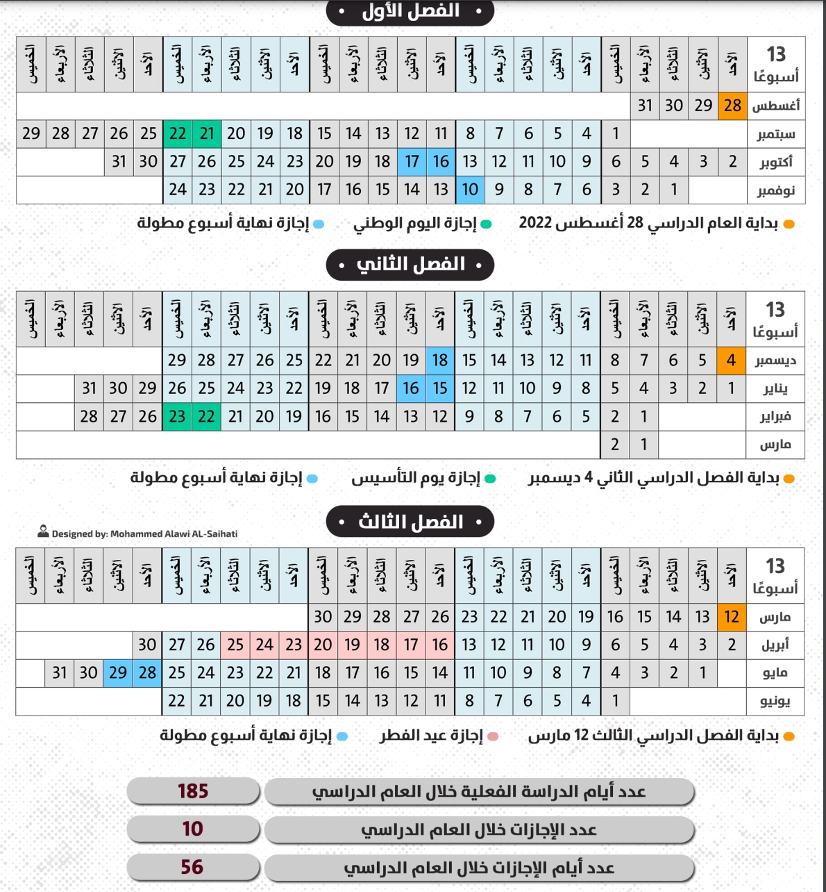 التقويم تفاصيل التقويم 1444