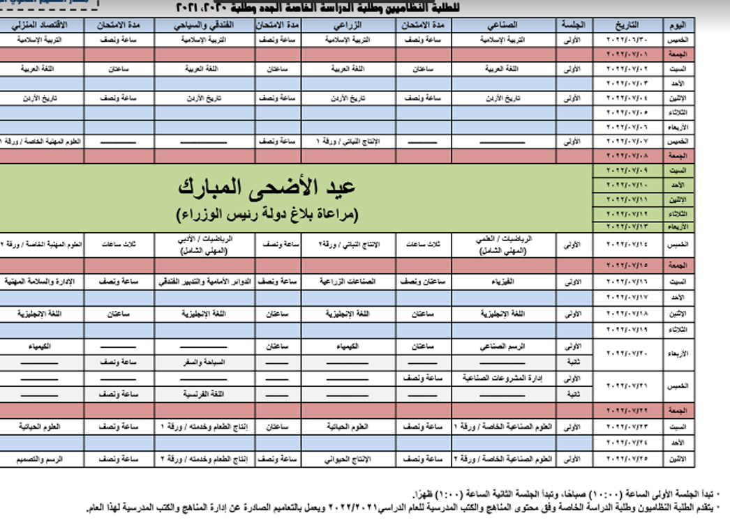 جدول امتحانات الثانوية الأردن وطريقة معرفة أرقام الجلوس