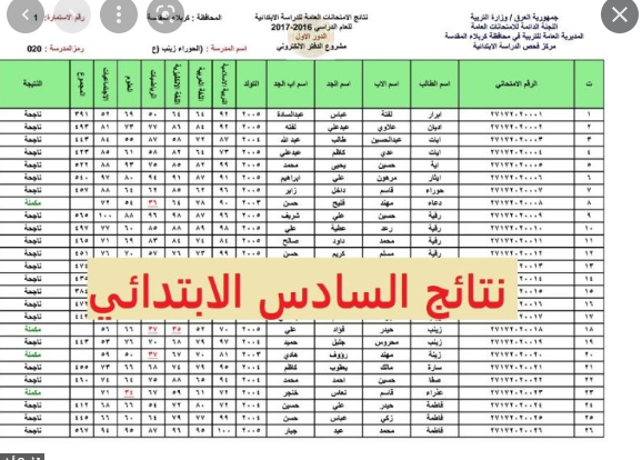 رابط Natayij نتائج السادس الابتدائي لجميع المحافظات العراقية 2022 الأن على موقع الوزارة الرسمي