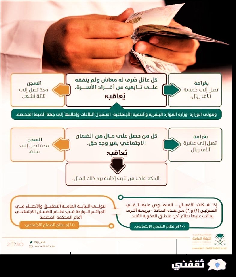 غرامة الضمان المطور 1443 ودفع المعاش بطرق احتيالية حسب النيابة العامة 1443