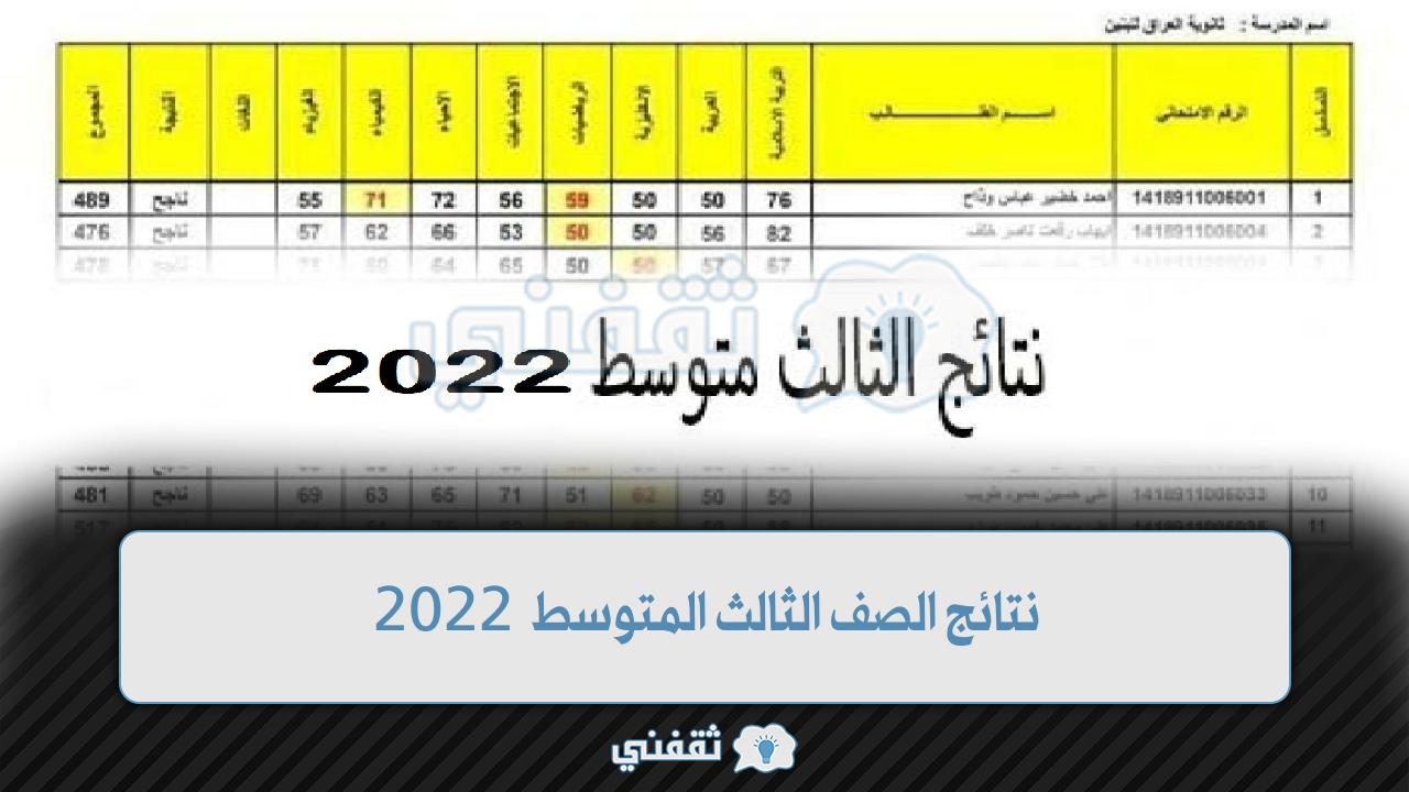 “الجديد هُنا” نتائج الصف الثالث المتوسط 2022 جميع محافظات العراقية Results