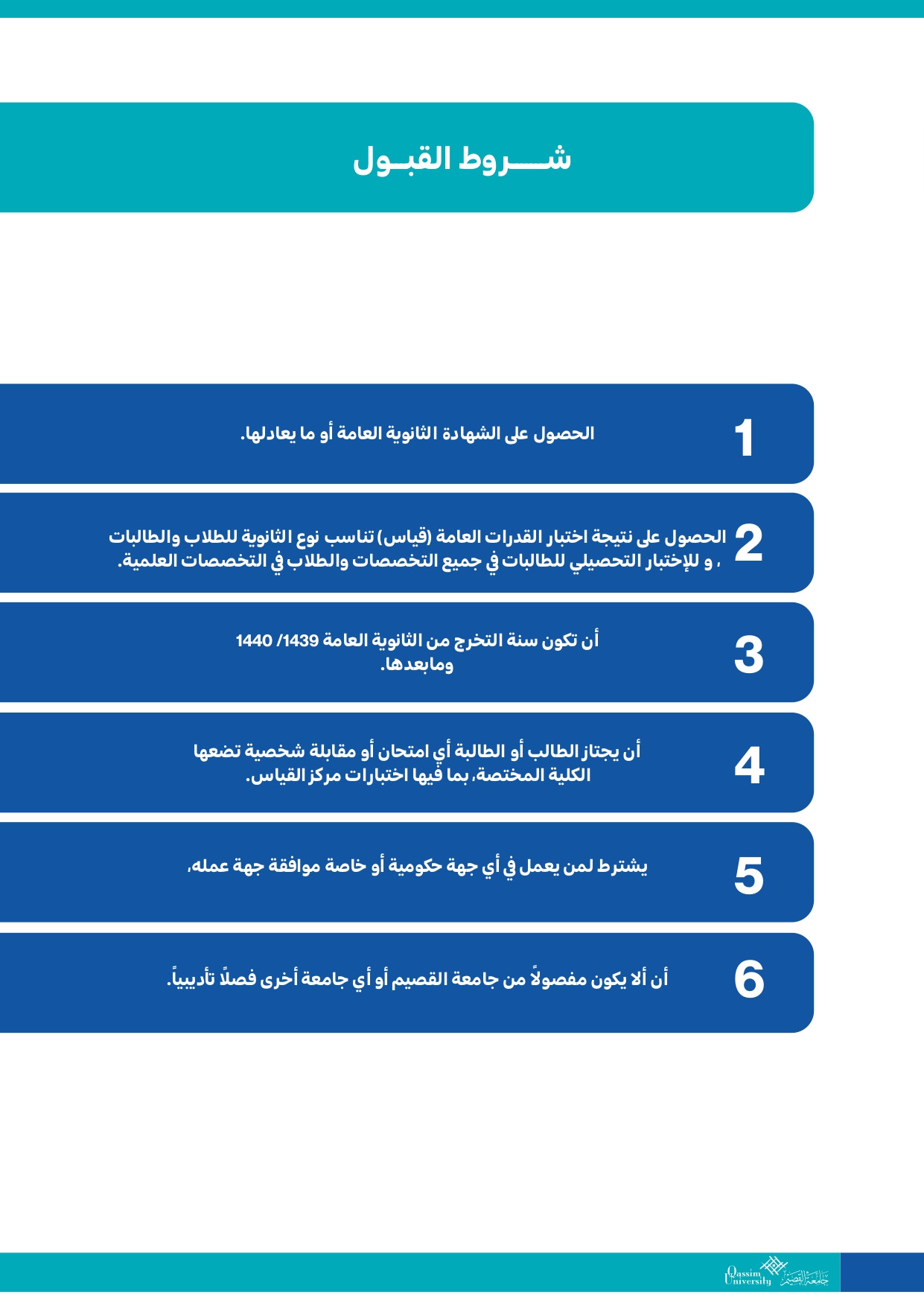 شروط القبول في جامعة القصيم 1444