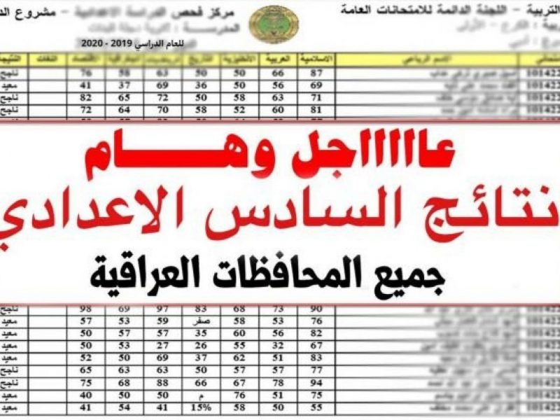 الآن رابط استخراج نتائج السادس الاعدادي 2022 عبر موقع وزارة التربية والتعليم العراقية الشغال كل المحافظات