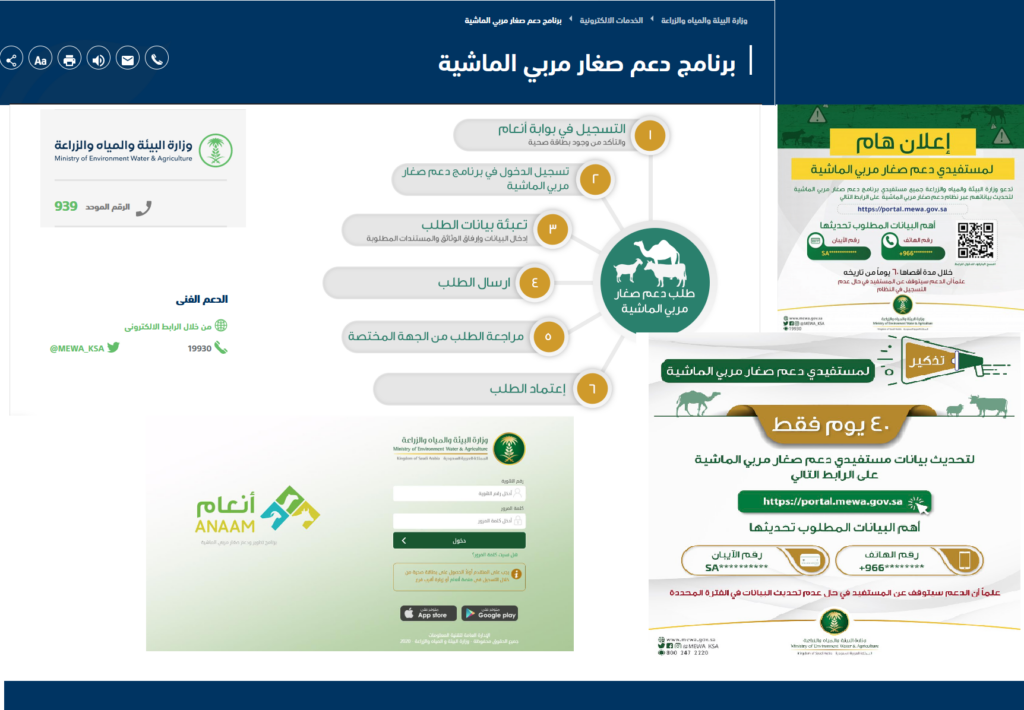 خطوات التسجيل في برنامج دعم مربي الماشية 