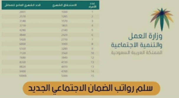 سلم رواتب الضمان الاجتماعي المطور 