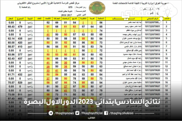 استخراح نتائج السادس ابتدائي 2023 الدور الاول البصرة العراق رابط وزارة التربية العراقية