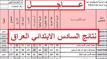 PDF نتائج السادس الابتدائي التمهيدي العراق جميع المحافظات 2023 عبر وزارة التربية العراقية