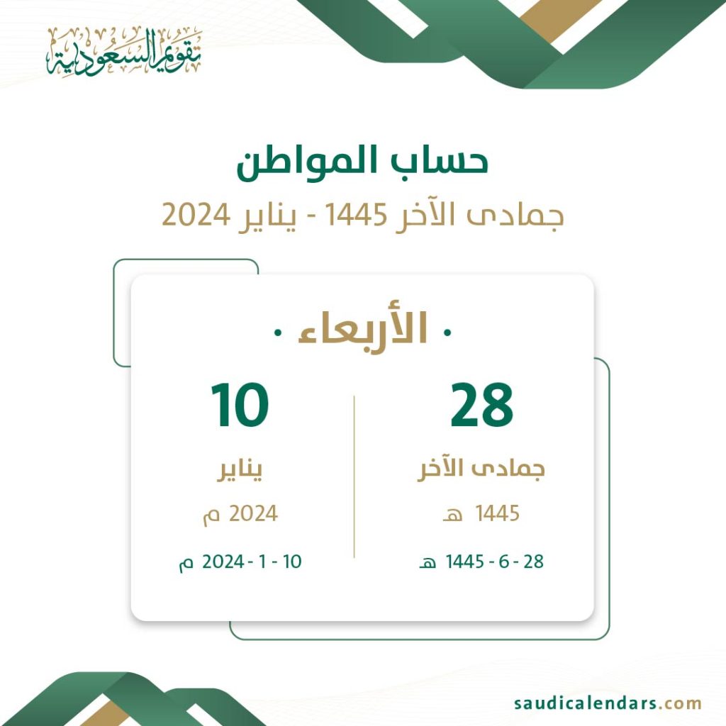 موعد حساب المواطن شهر يناير لعام 2024